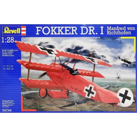 Maqueta del avión triplano Fokker Dr.1 del Barón Rojo en vuelo