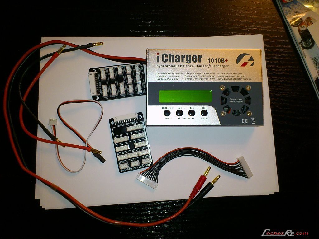 Cargador balanceador iCharger con placa de balanceo y cables para baterías LiPo de RC