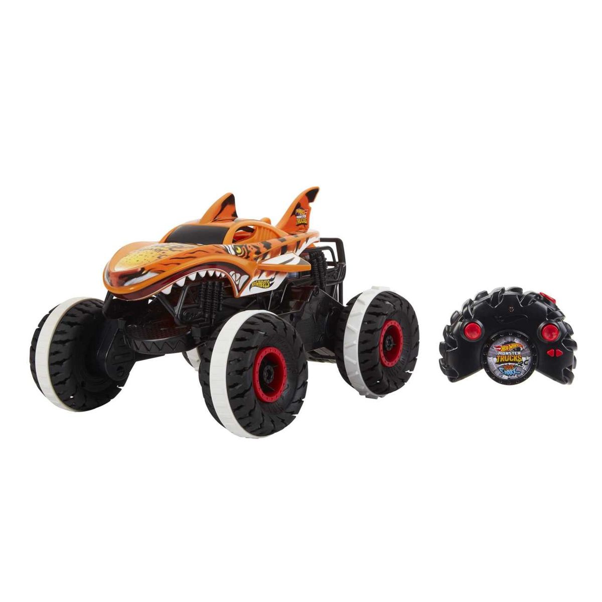 Monster truck teledirigido de Hot Wheels con ruedas grandes todoterreno